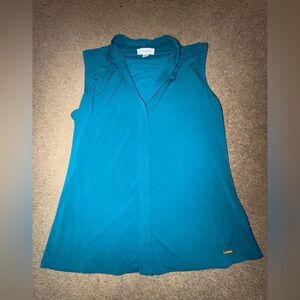 Calvin Klein Teal Sleeveless Split-Neck Camisole